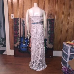 Cream colored crochet lace maxi dress with lining